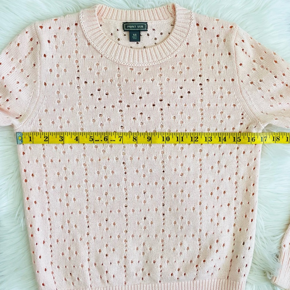 J. Crew Light Pink Eyelet Crewneck Sweater - Picture 7 of 10
